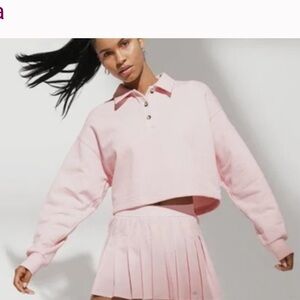 ALO Yoga Pink Pullover Polo Henley Small